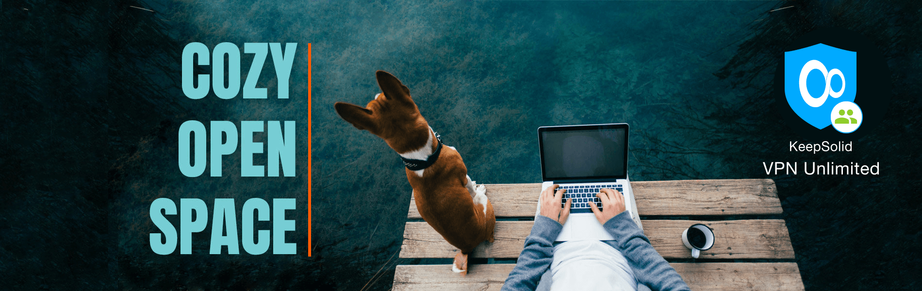 Employee and a dog enjoying open space benefits