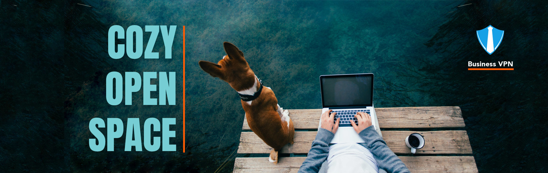 Employee and a dog enjoying open space benefits