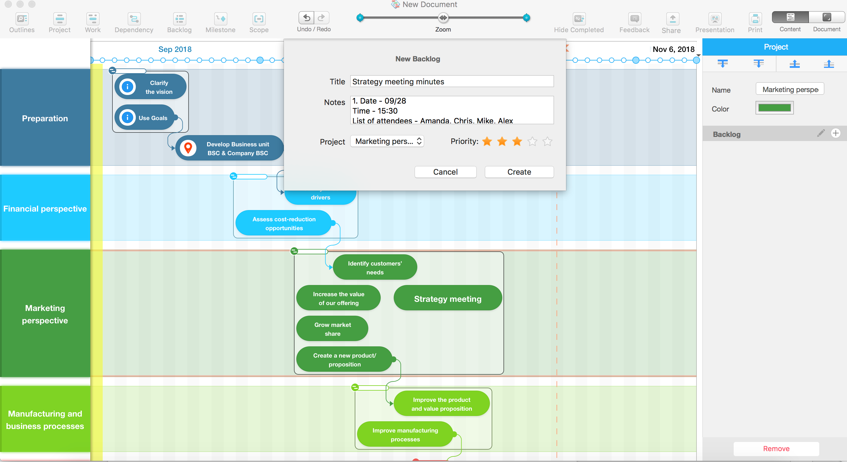 Organizing meeting minutes with Roadmap Planner