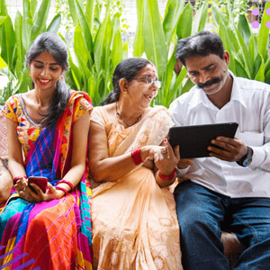Indian family is learning how to create electronic signatures.