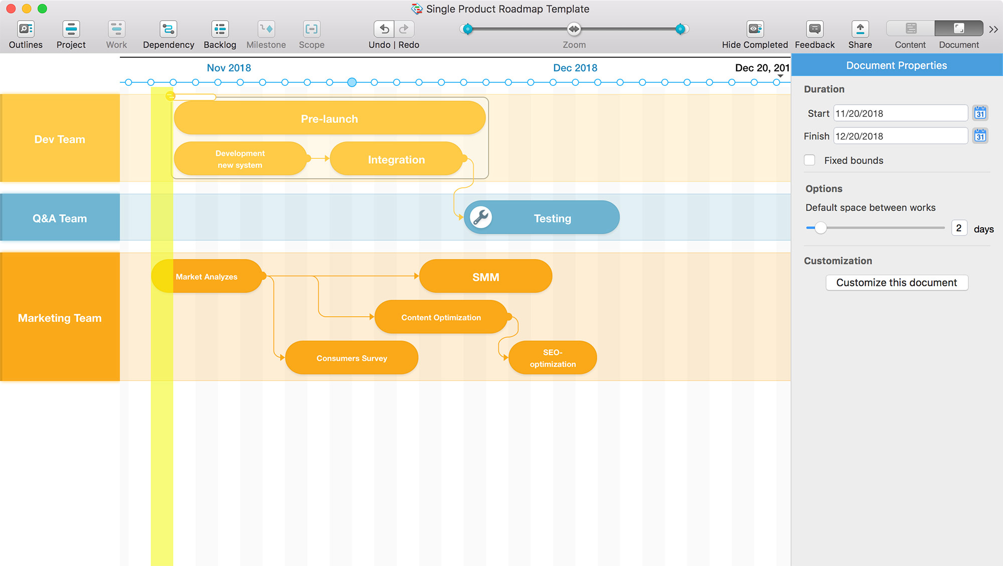 Creating a Single Product Roadmap Template in Roadmap Planner