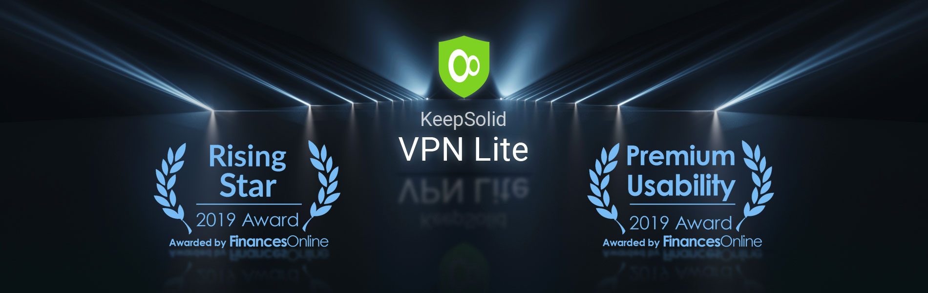 KeepSolid VPN Lite awards by FinancesOnline - Rising Start & Premium Visability