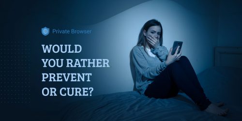 Sad desperate young teenager female girl on smart phone suffering from online bulling and harassment after not using secure and private internet browser