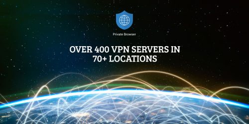 Private Browser server network connected across planet Earth , view from space.