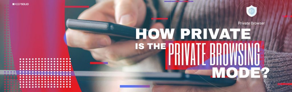 Man using phone, looking at screen while using private browsing mode
