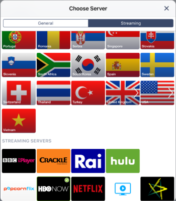  Streaming servers in KeepSolid VPN Lite app