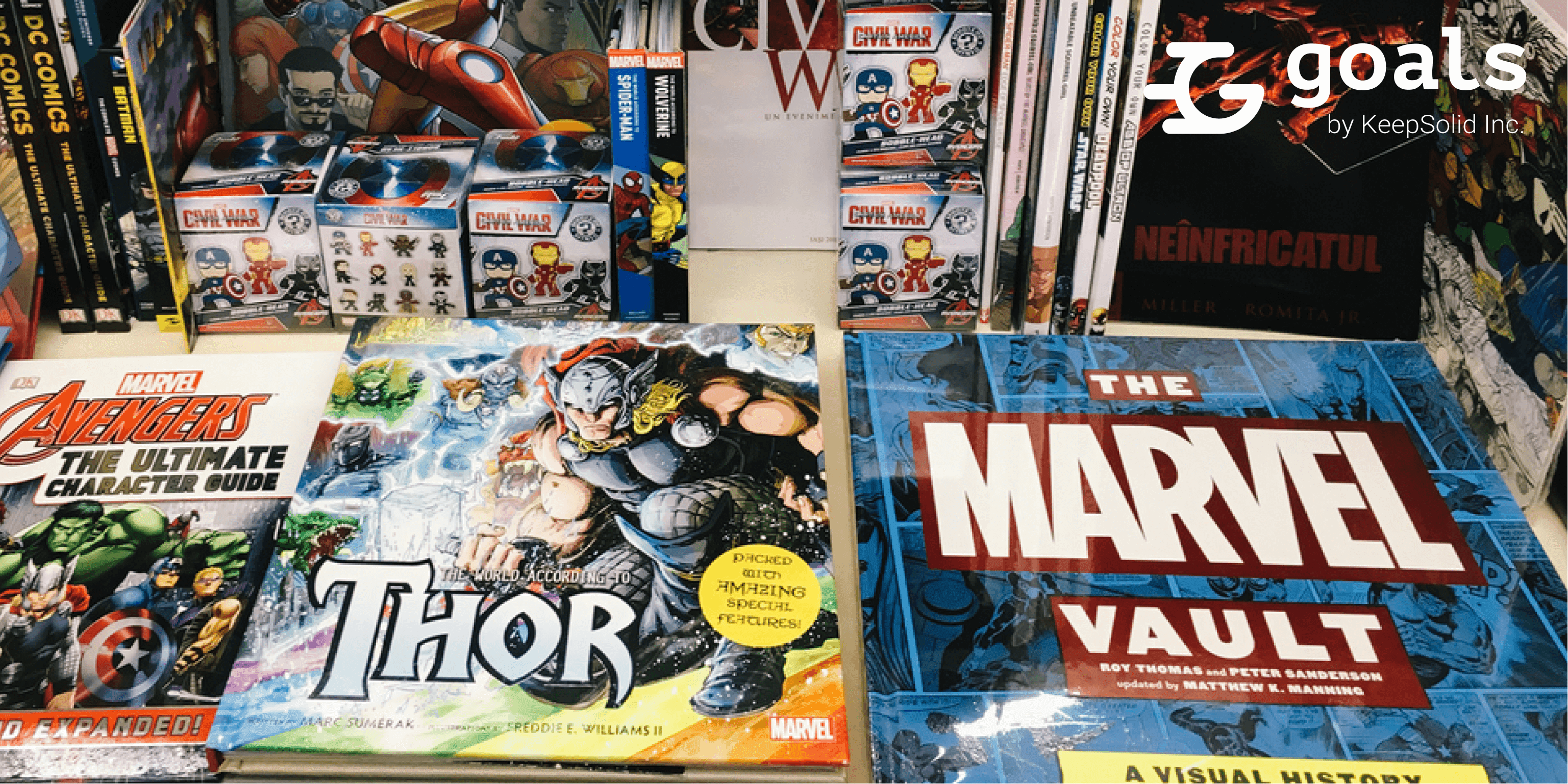 Famous American Comic Magazines For Sale In Local Bookstore. Same to the times of comic book collecting bubble. Article about Marvel success story and KeepSolid Goals