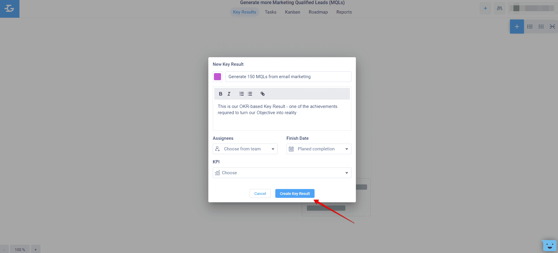 Write Key Results in Goals by KeepSolid