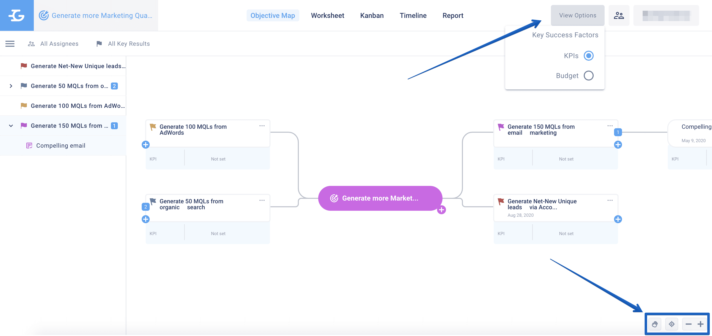 Objective Map View Options