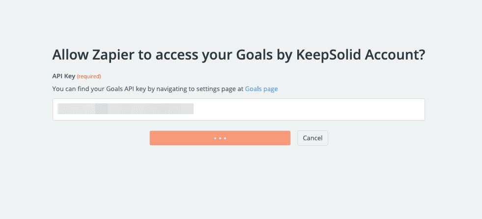 Allow Zapier to access your Goals by KeepSolid Account