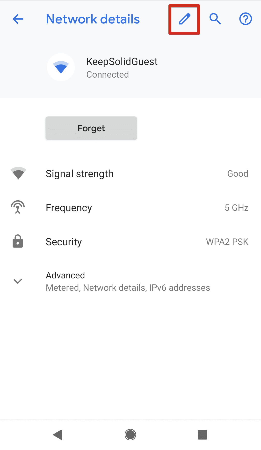 Change DNS on Android: edit network details