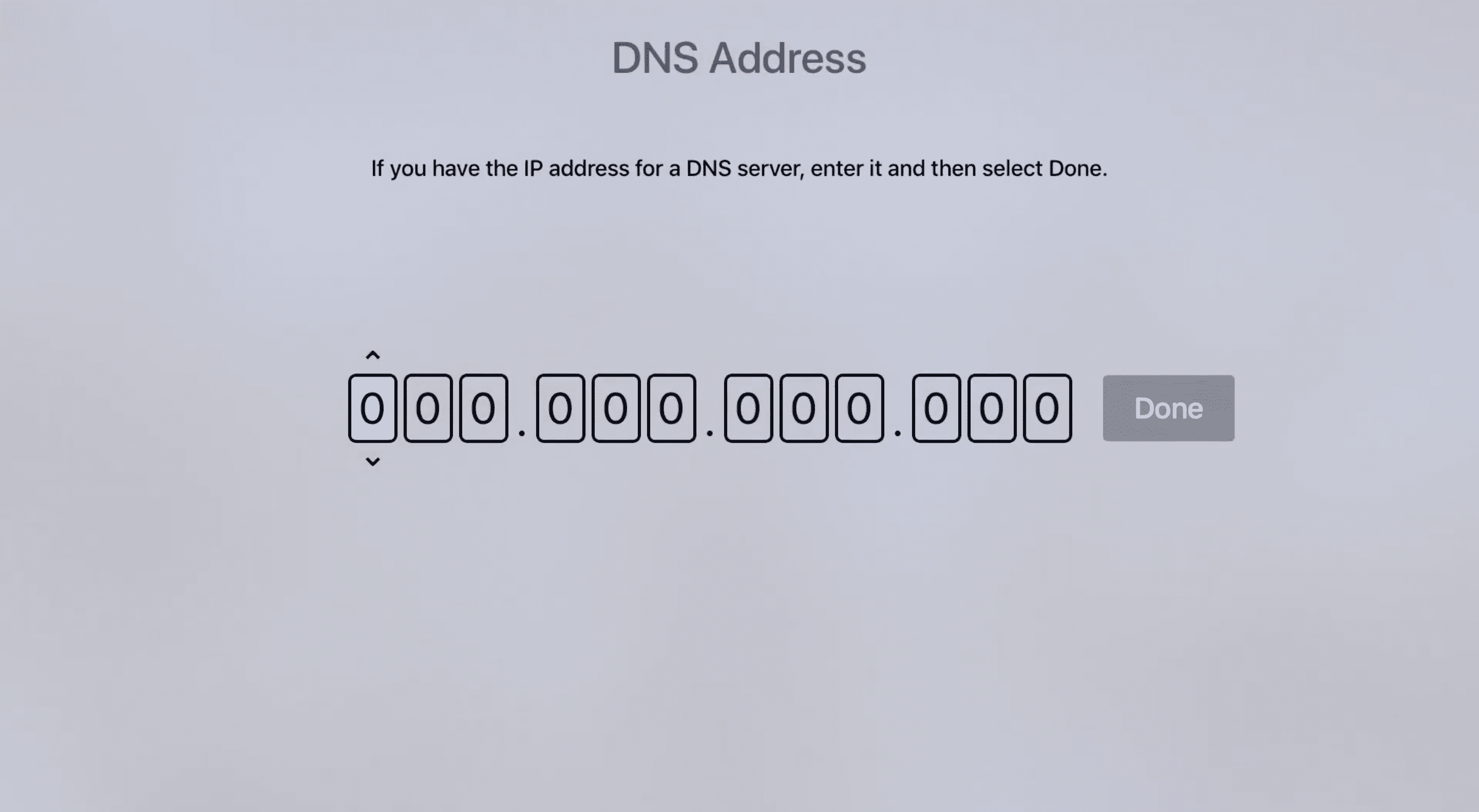 Setting up SmartDNS on Apple TV - Enter DNS server address