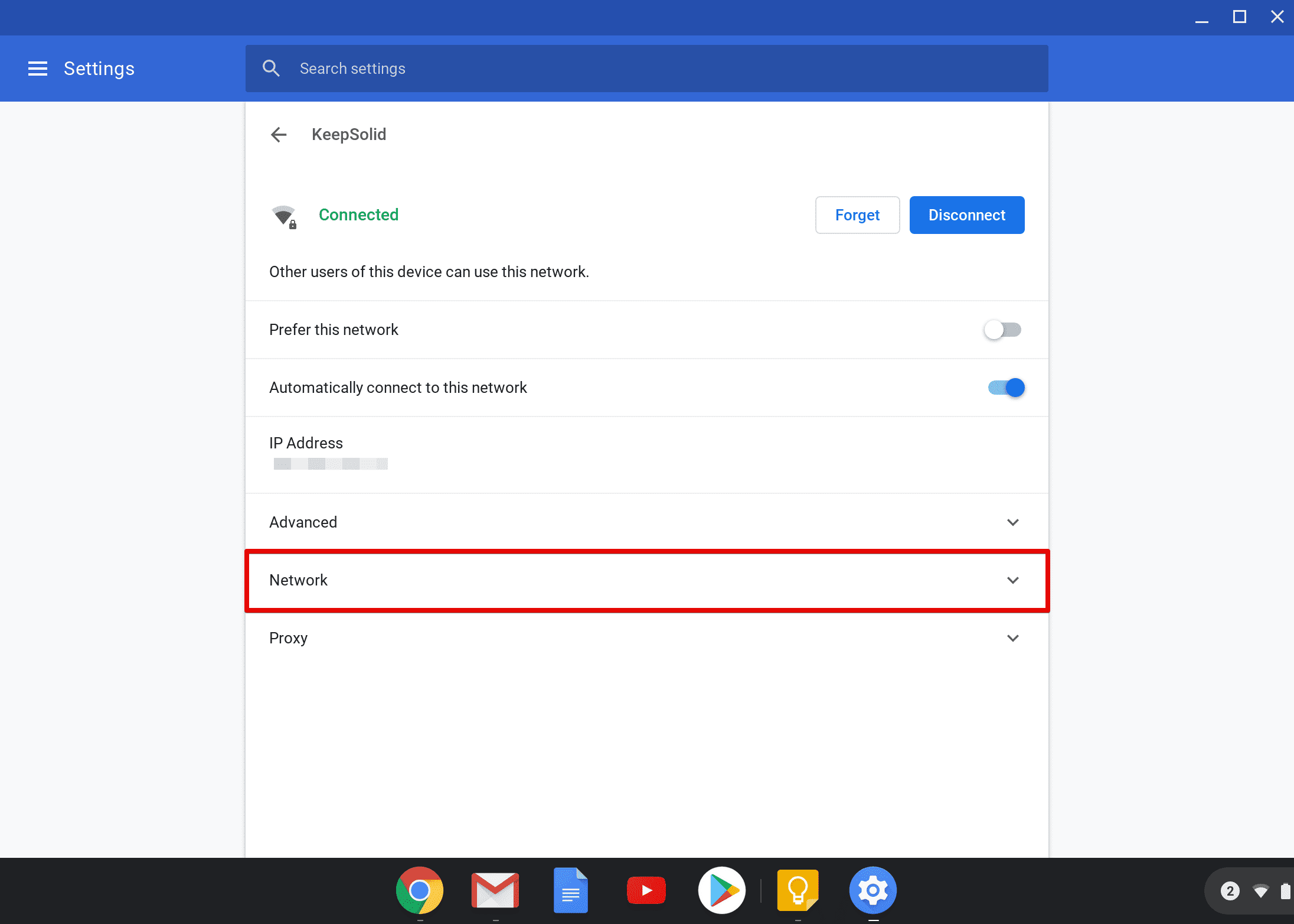 Changing Chrome OS DNS settings via Network section of your WiFi network