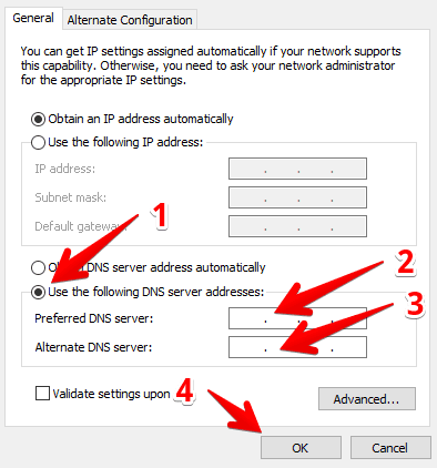 Primary DNS server Windows 10 - final step