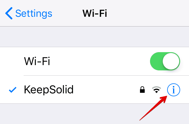 Configure DNS on iPhone - to go current WiFi settings