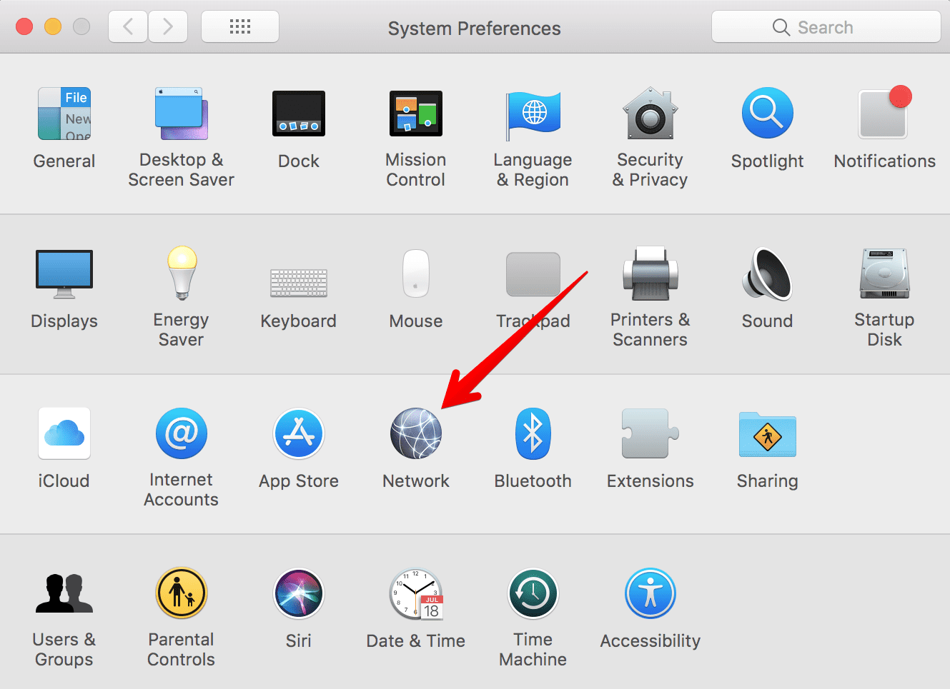 MacOS X server DNS setup - choose Network